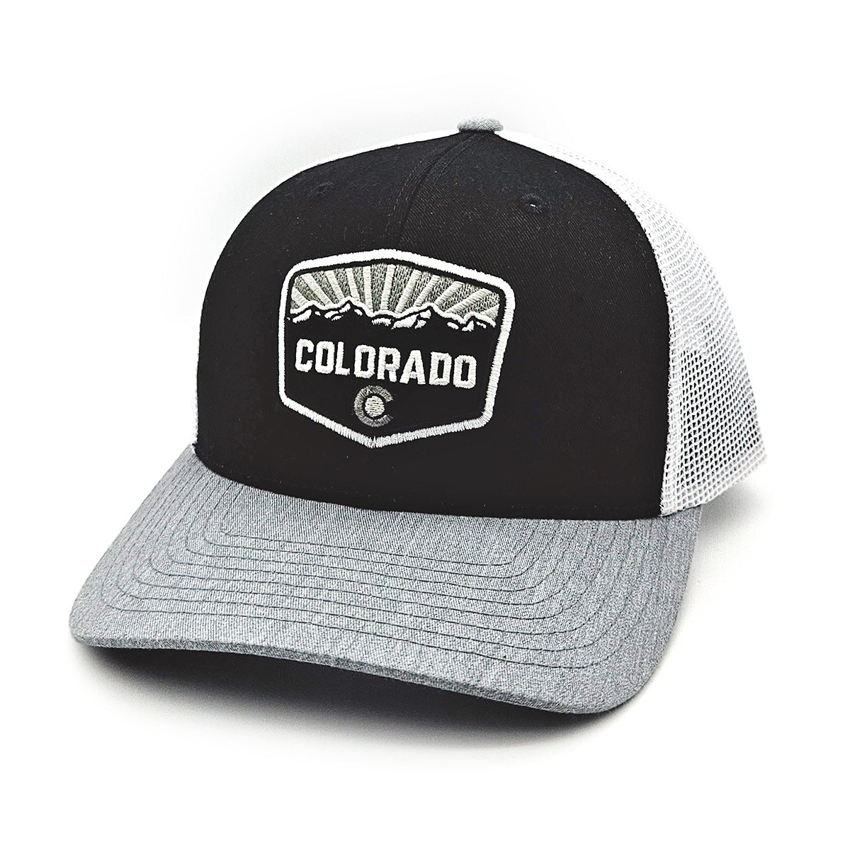 Front Range Trucker Hat - Black/White/Hthr Gray