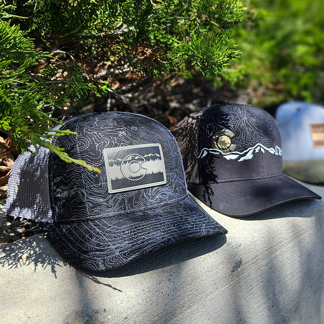 Black Topo Range Curved Hat - Black/Gray