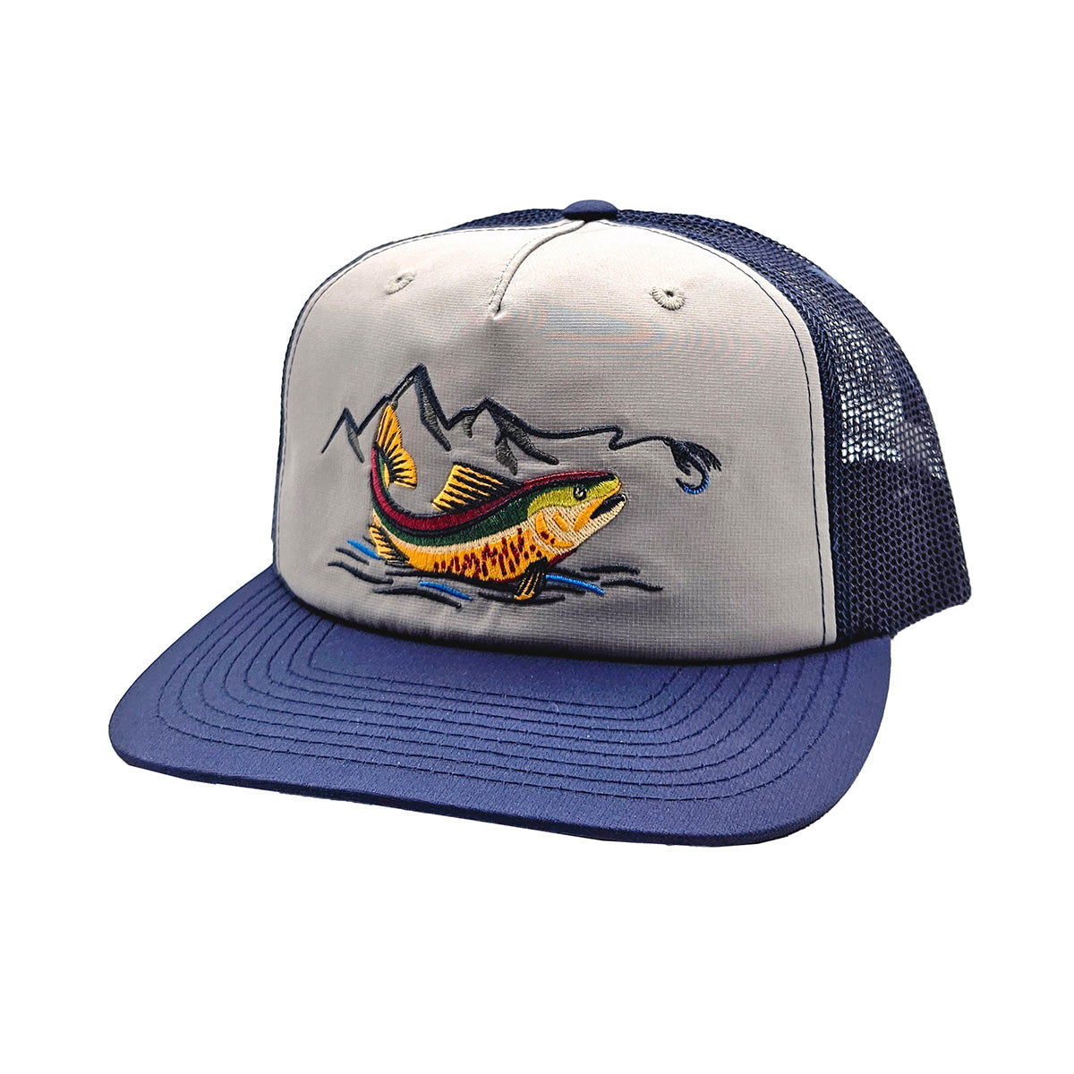 Mountain Cast Flatbill Trucker Hat - Gray/Navy