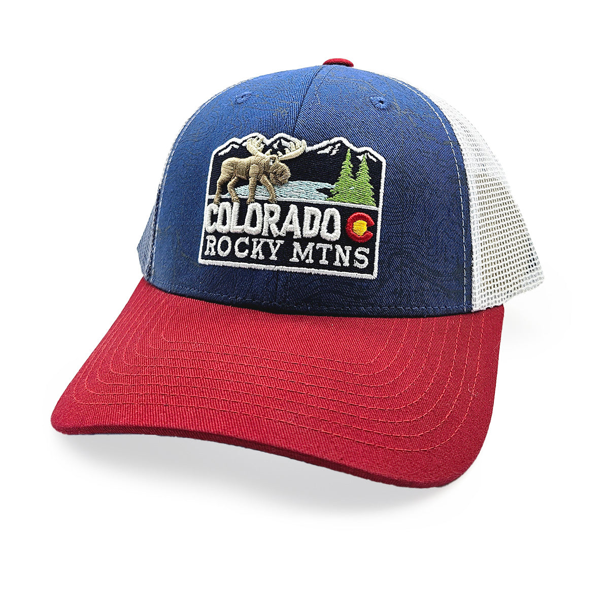 Mountain Moose Hat - Youth - Navy/Red/White
