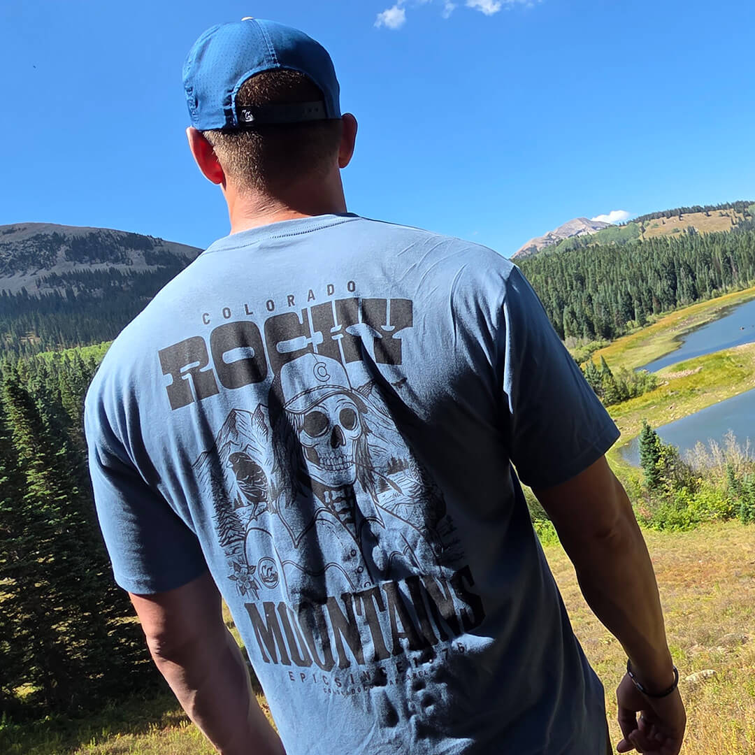 Rocky Mountain Skeleton T-Shirt - Blue Jean