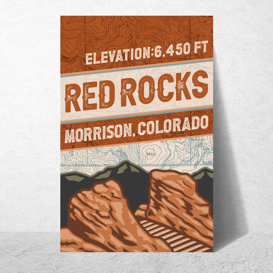Red Rocks Topo Poster
