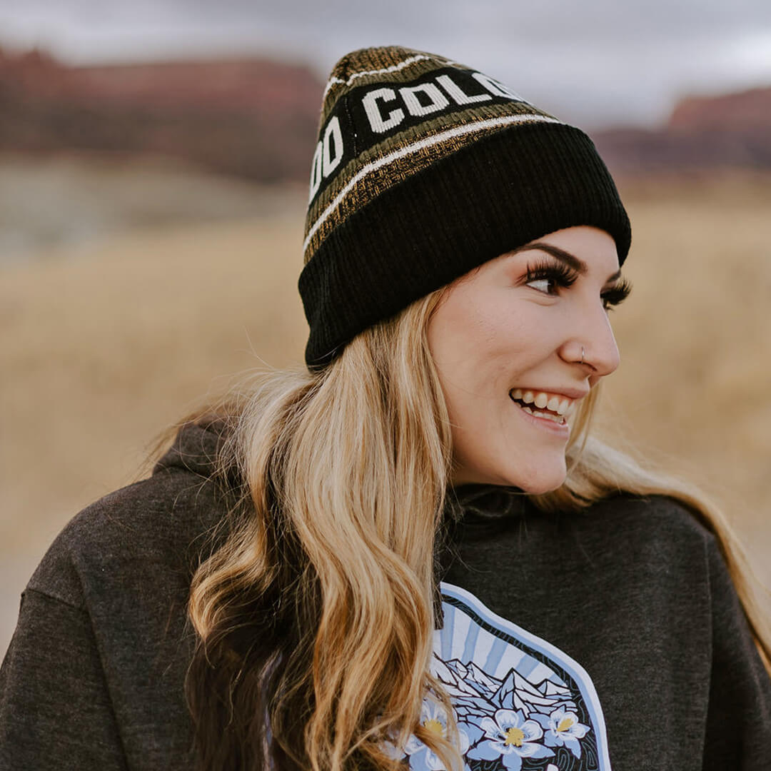 colorado beanie green gold black off white