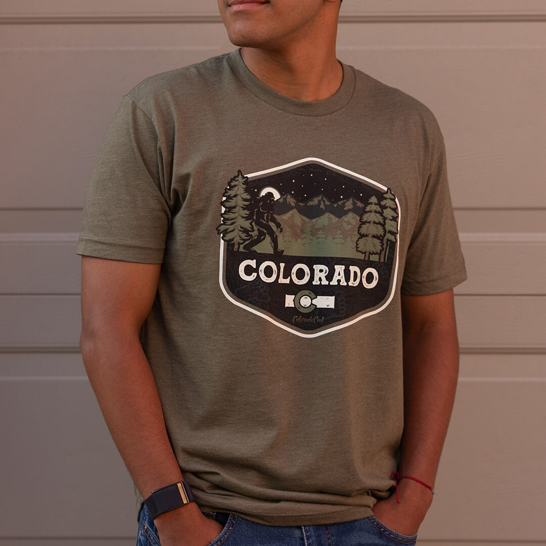 Bigfoot Silhouette T-Shirt - Heather Military Green