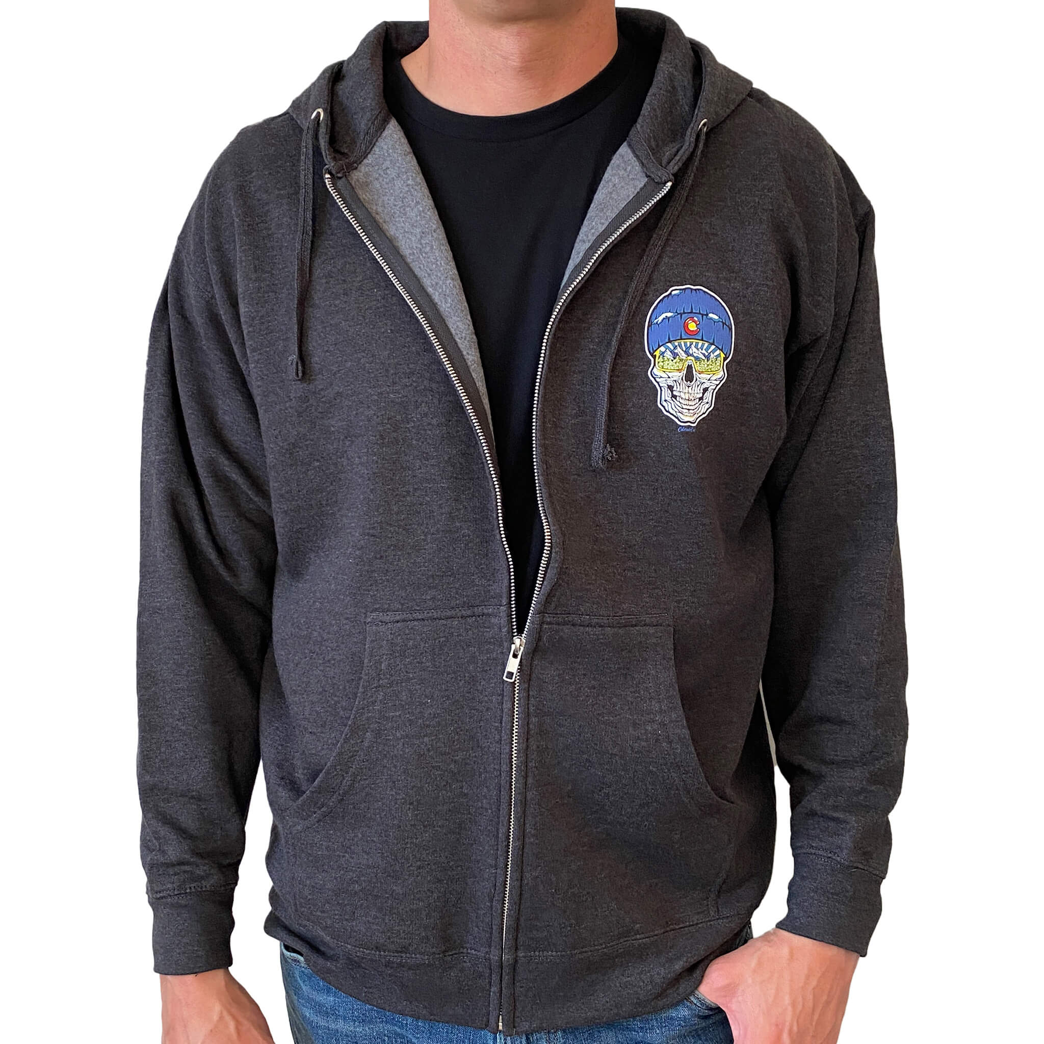 Skull Midweight Zip-Up Hoodie - Winter - Charcoal Heather