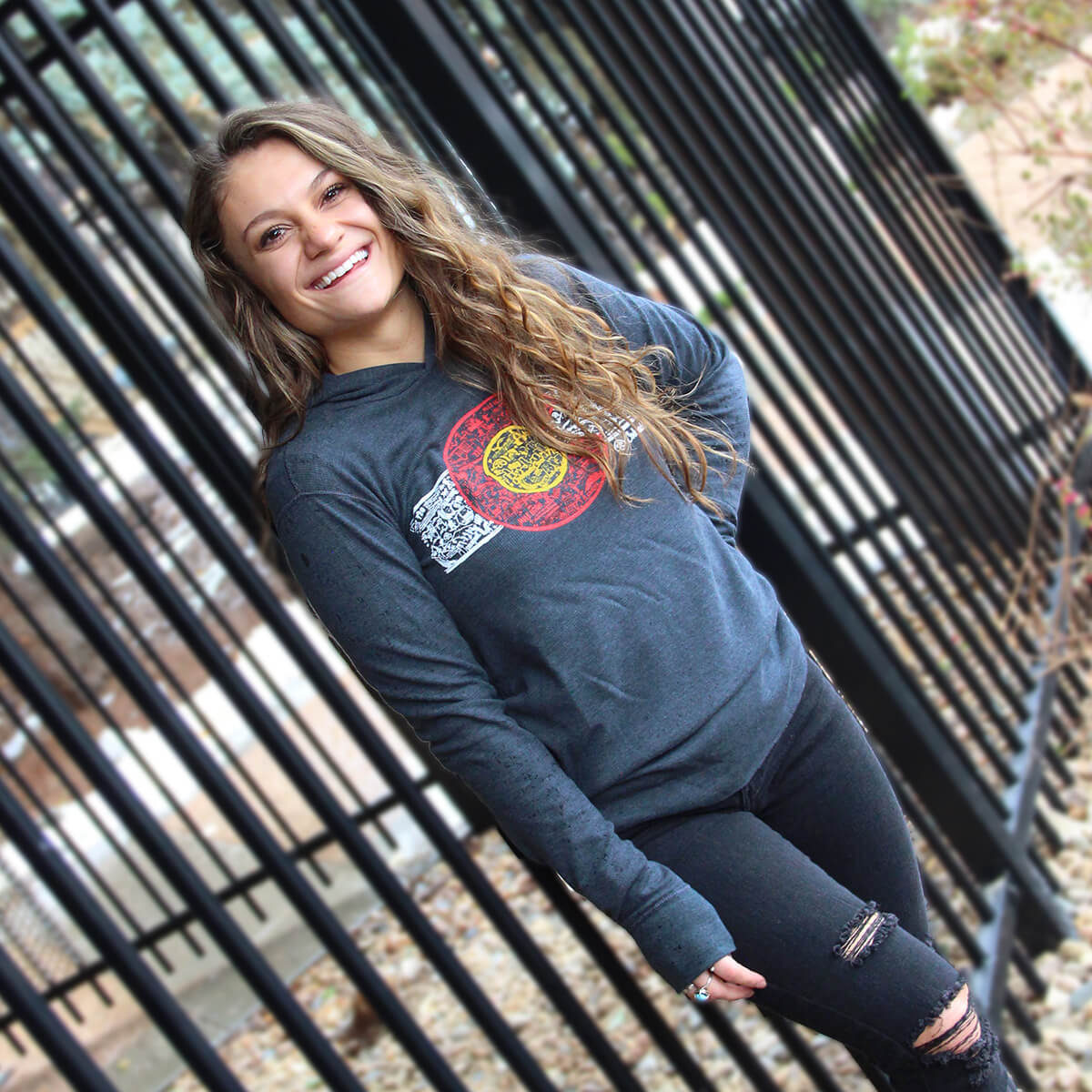 Colorado Landmark Flag Hoodie - Thermal - Charcoal Gray