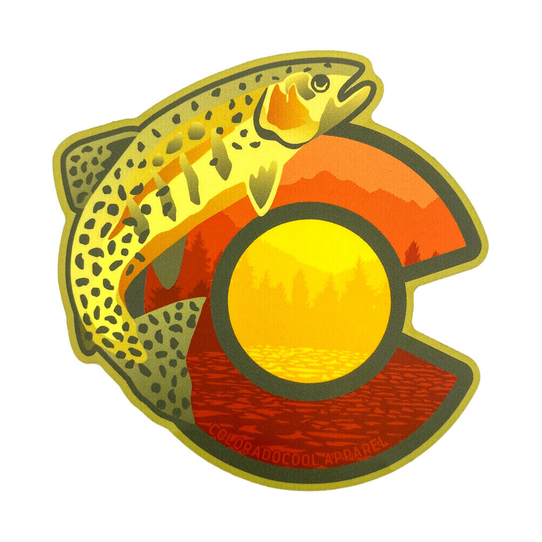 cutthroat trout sticker colorado flag