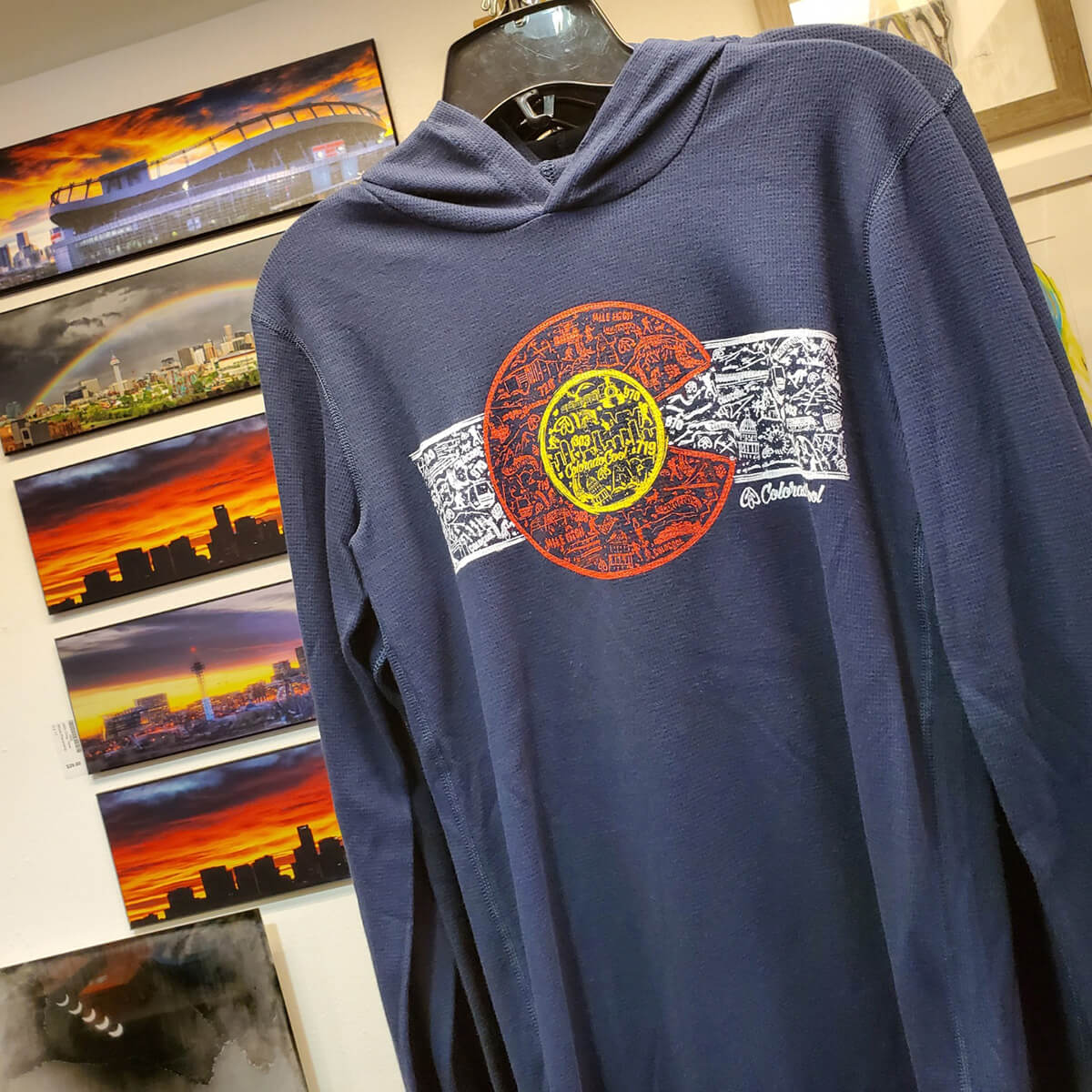 Colorado Landmark Flag Hoodie - Thermal - Navy