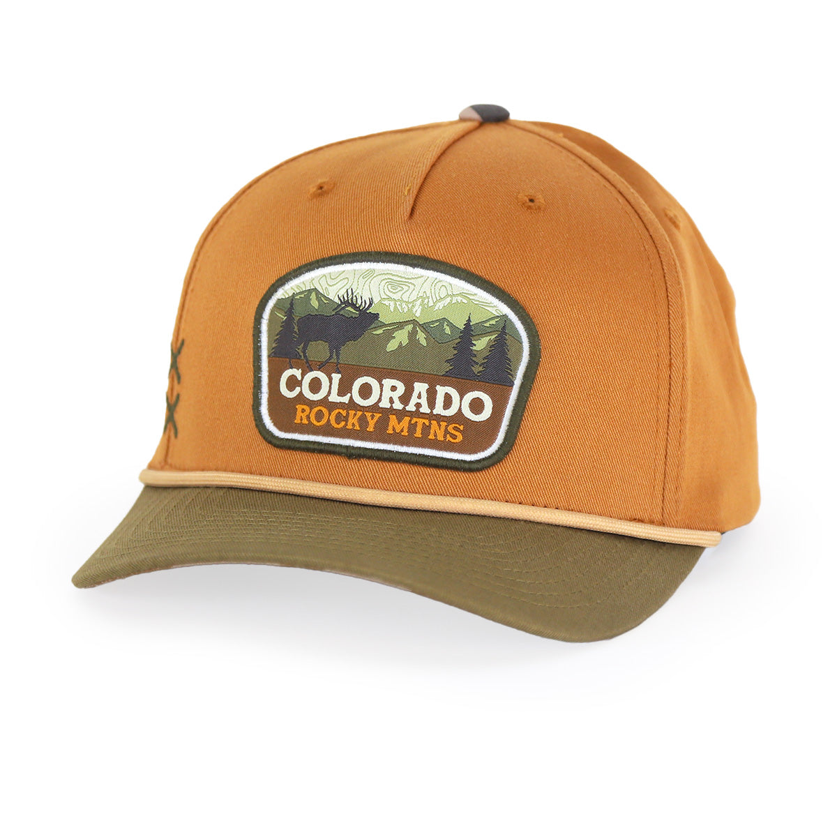 Rocky Mtns Hat - Tan/Olive - Slight Curve