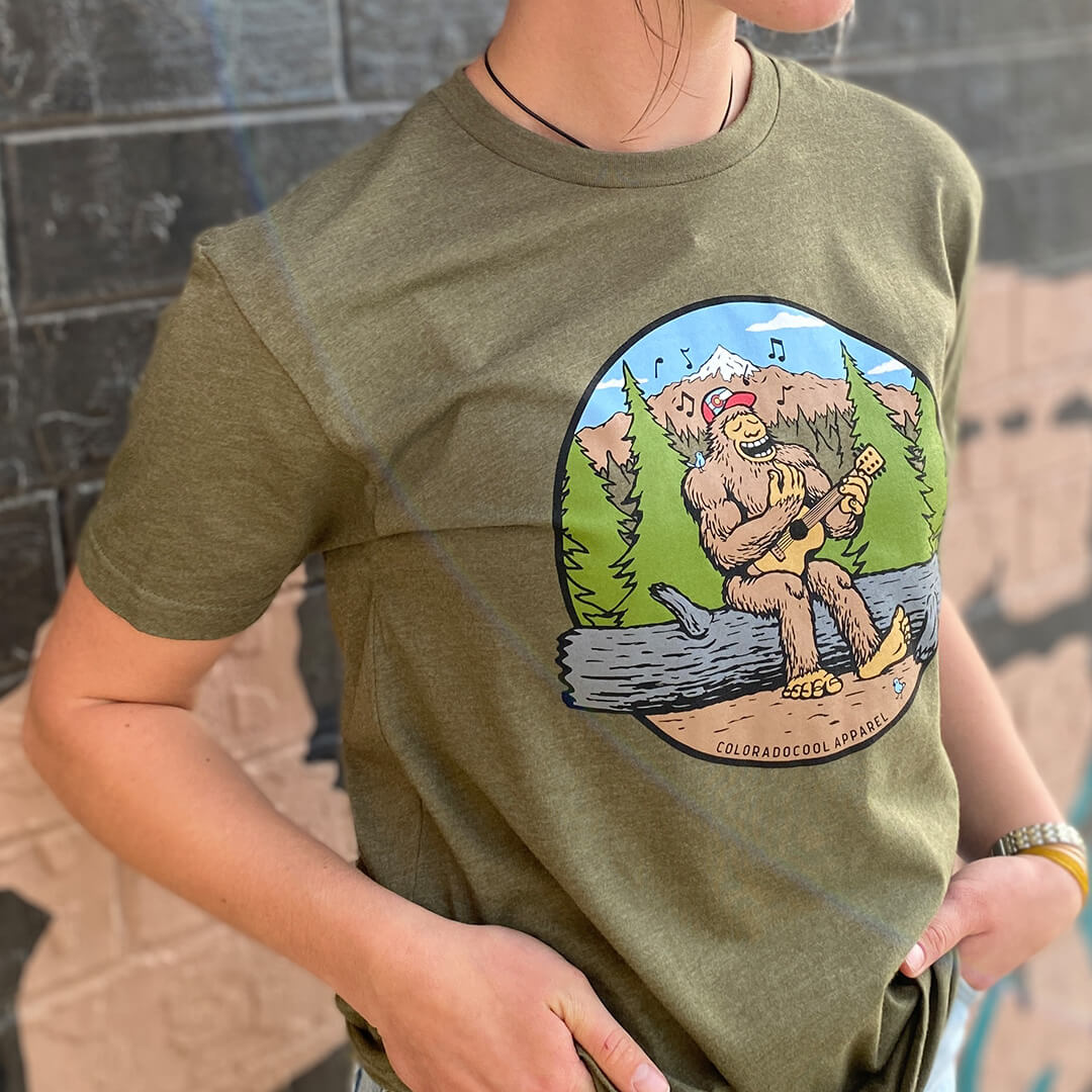 Jammin' Bigfoot T-Shirt - Adult - Military Green