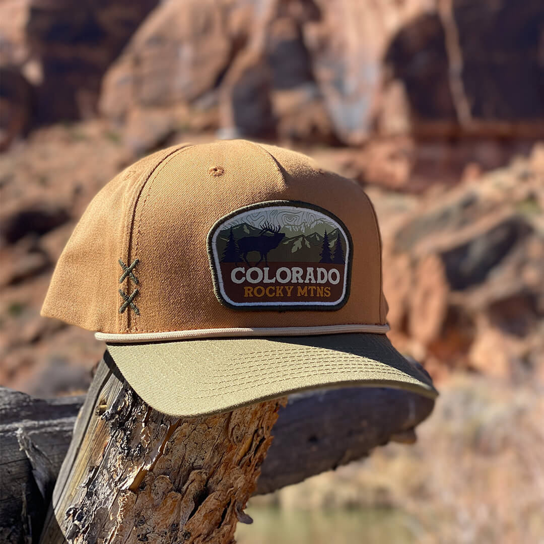 Rocky Mtns Hat - Tan/Olive - Slight Curve