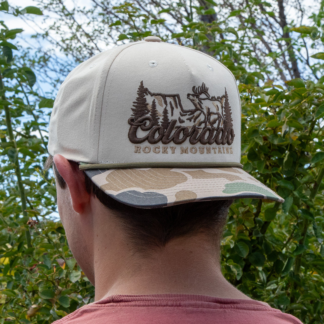 Saloon - Ivory/Camo Brushed Slight Curve Hat - Embroidered