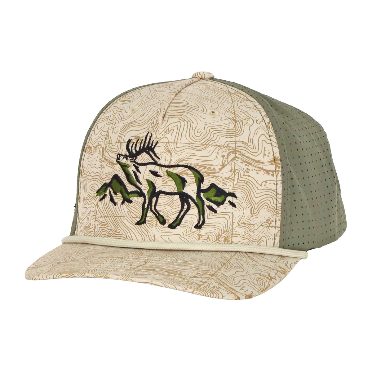 Roaming Elk - Beige/Olive Perf Hat