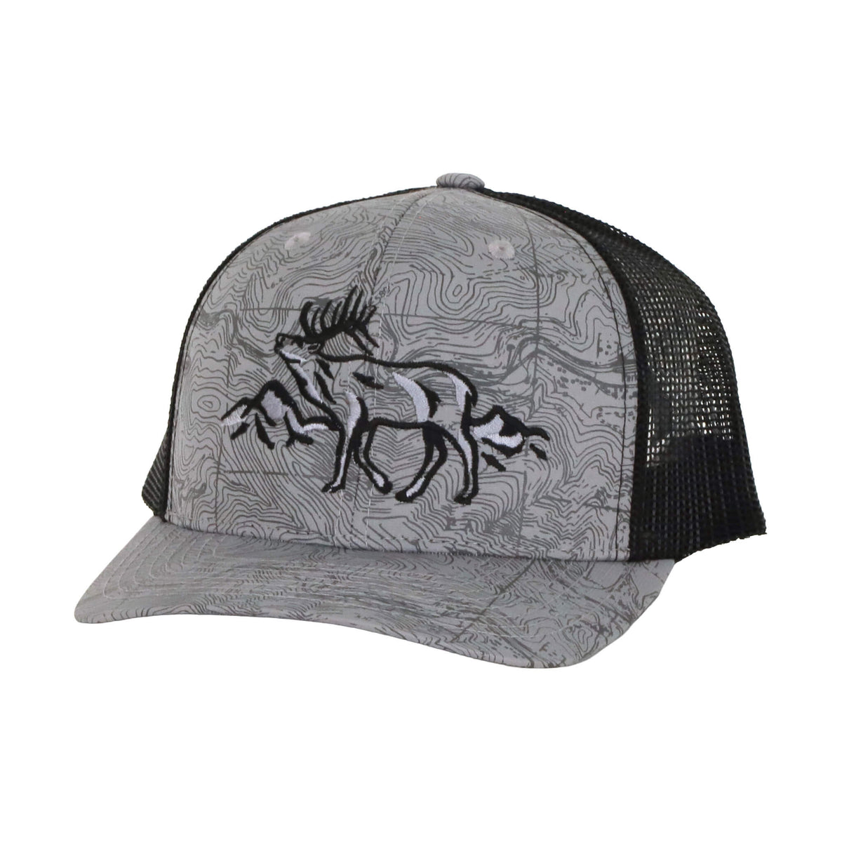 Roaming Elk - Grey/Black Topo Trucker Hat