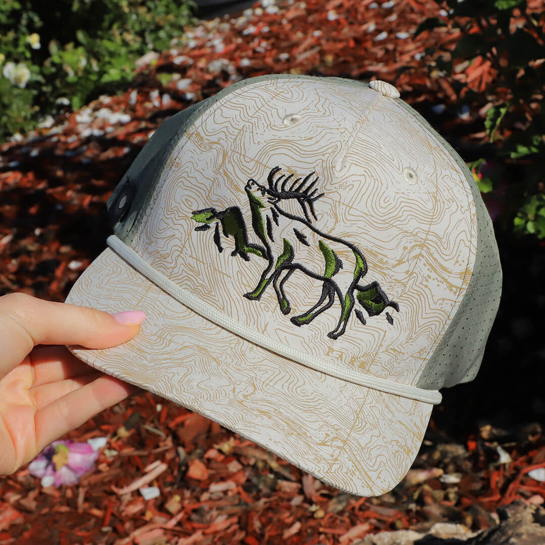 Roaming Elk - Beige/Olive Perf Hat