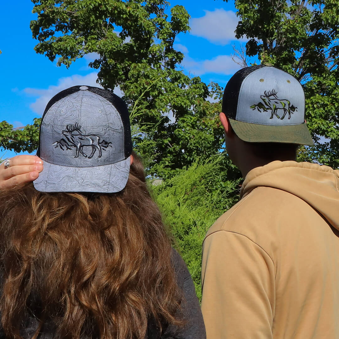 Roaming Elk - Grey/Black Topo Trucker Hat