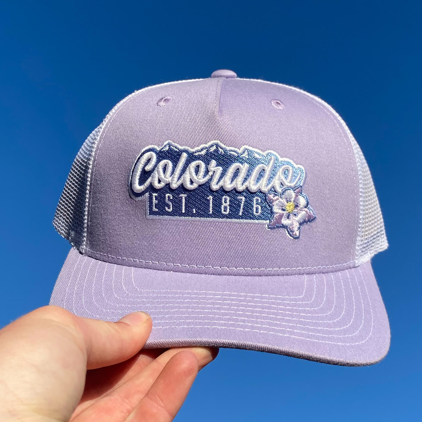 Mountain Bloom Trucker Hat - Purple/White