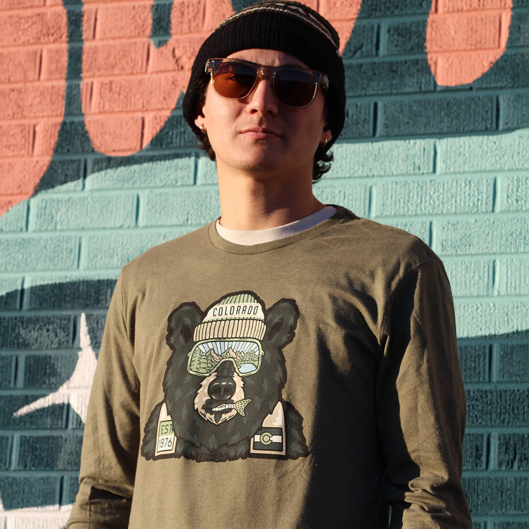 Backwoods Bear - Long Sleeve T-Shirt - Military Green
