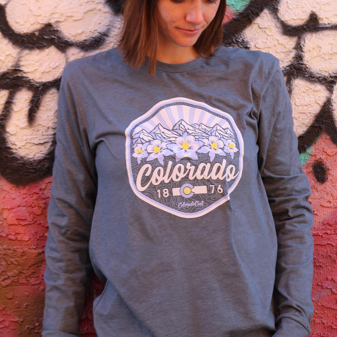 Mountain Bloom Long Sleeve T-Shirt - Indigo