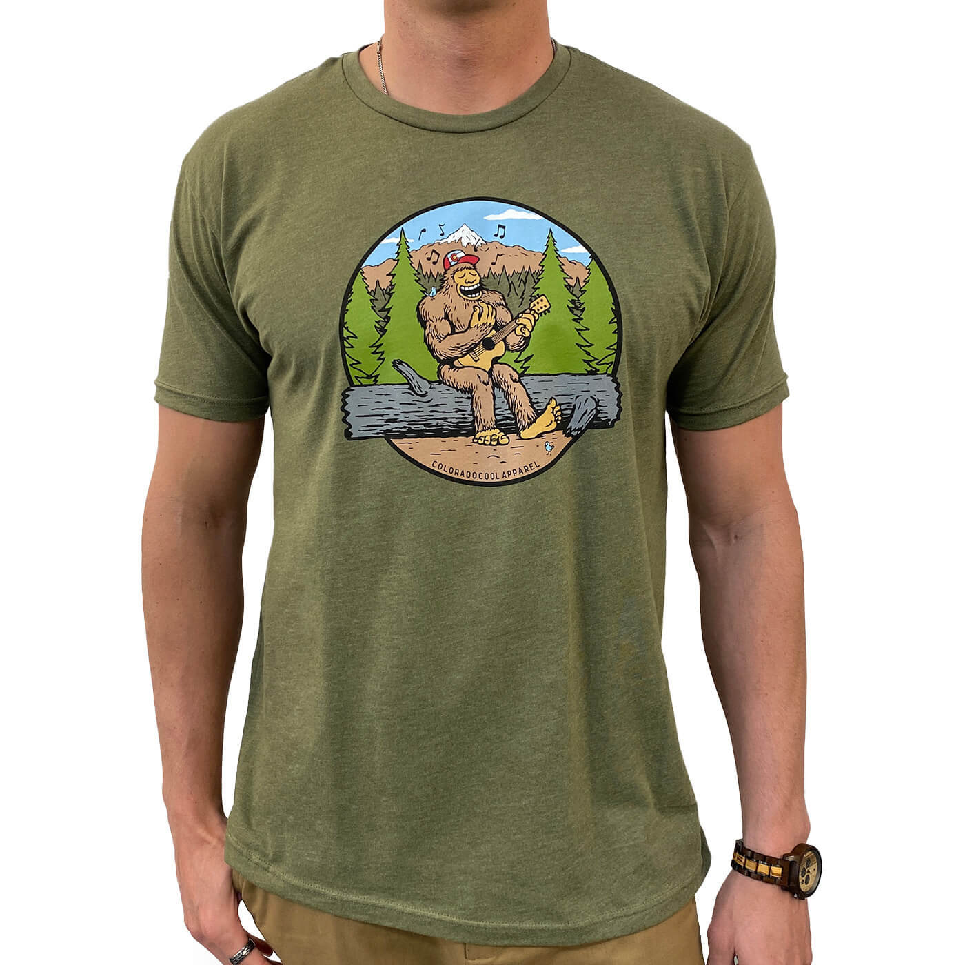 Jammin' Bigfoot T-Shirt - Adult - Military Green