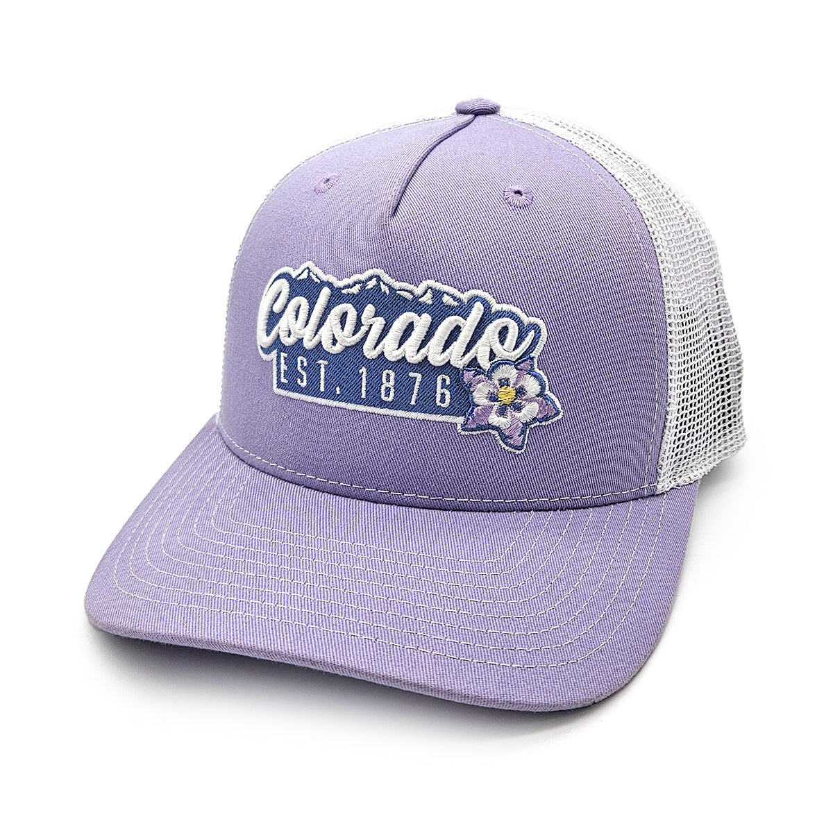 Mountain Bloom Trucker Hat - Purple/White