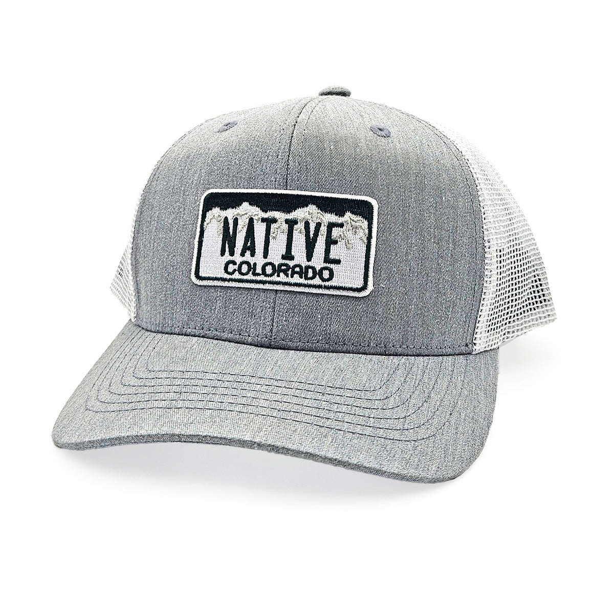 Native Plate Trucker Hat - Heather Gray/White