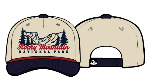 Rocky Mountain National Park Heritage Slight Curve Hat - Ivory/Navy/Red