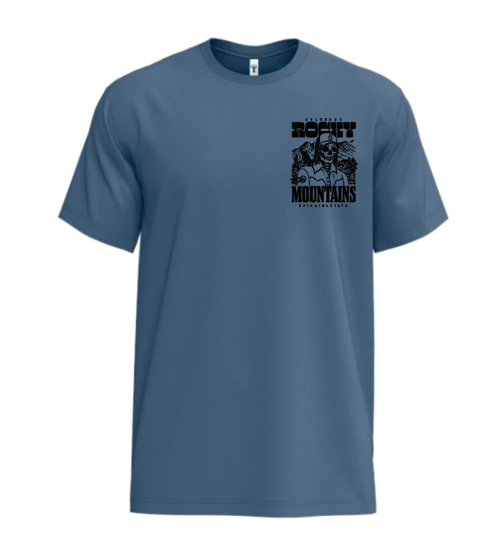 Rocky Mountain Skeleton T-Shirt - Blue Jean