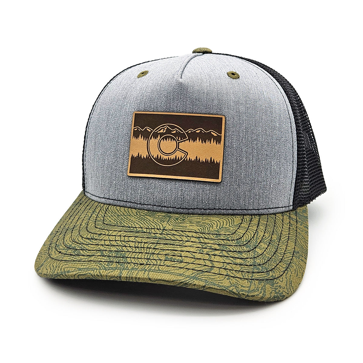 Treeline Suit Trucker Hat - Gray/Black/Olive Topo