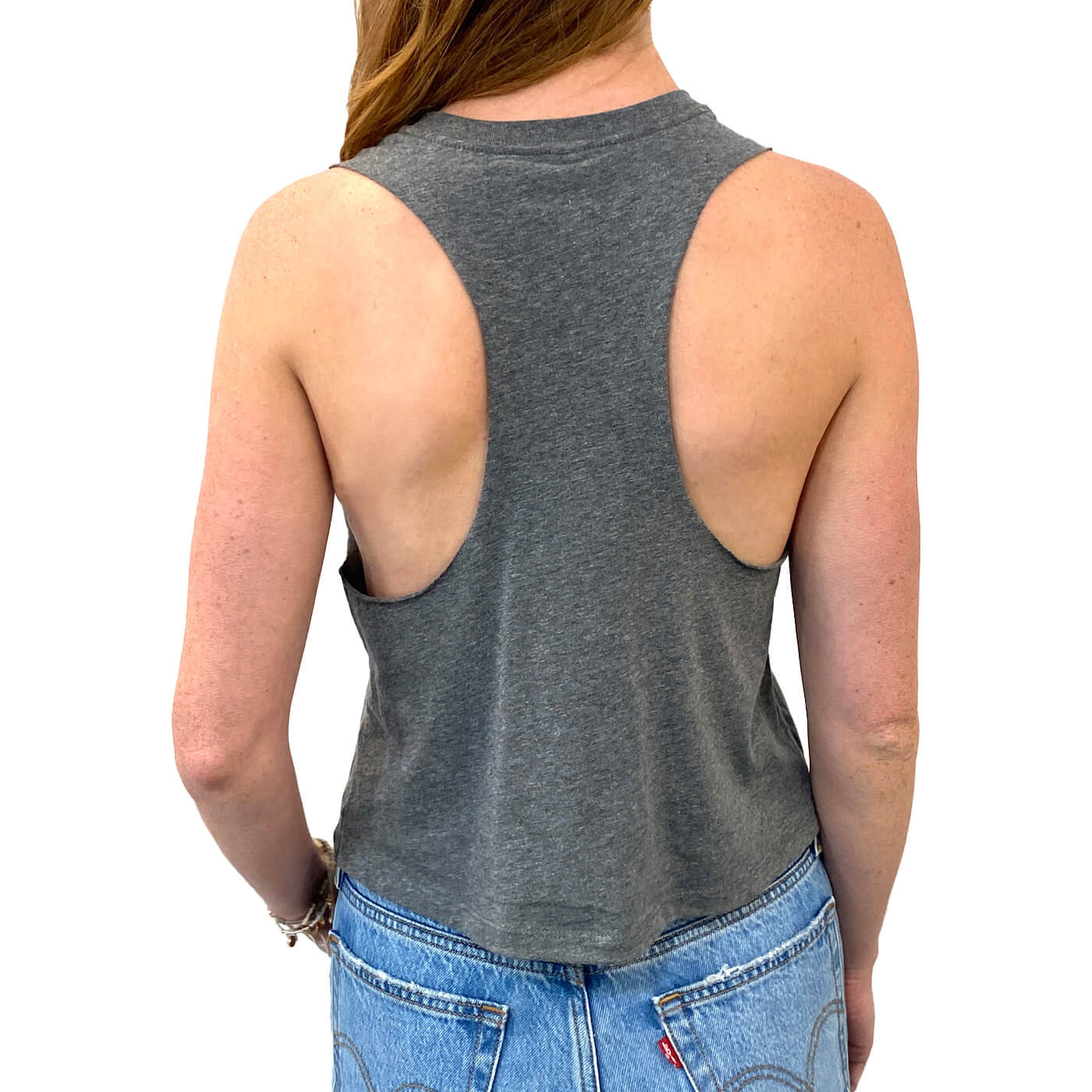 Floral Range Crop Tank Top - Women's - Heather Gray