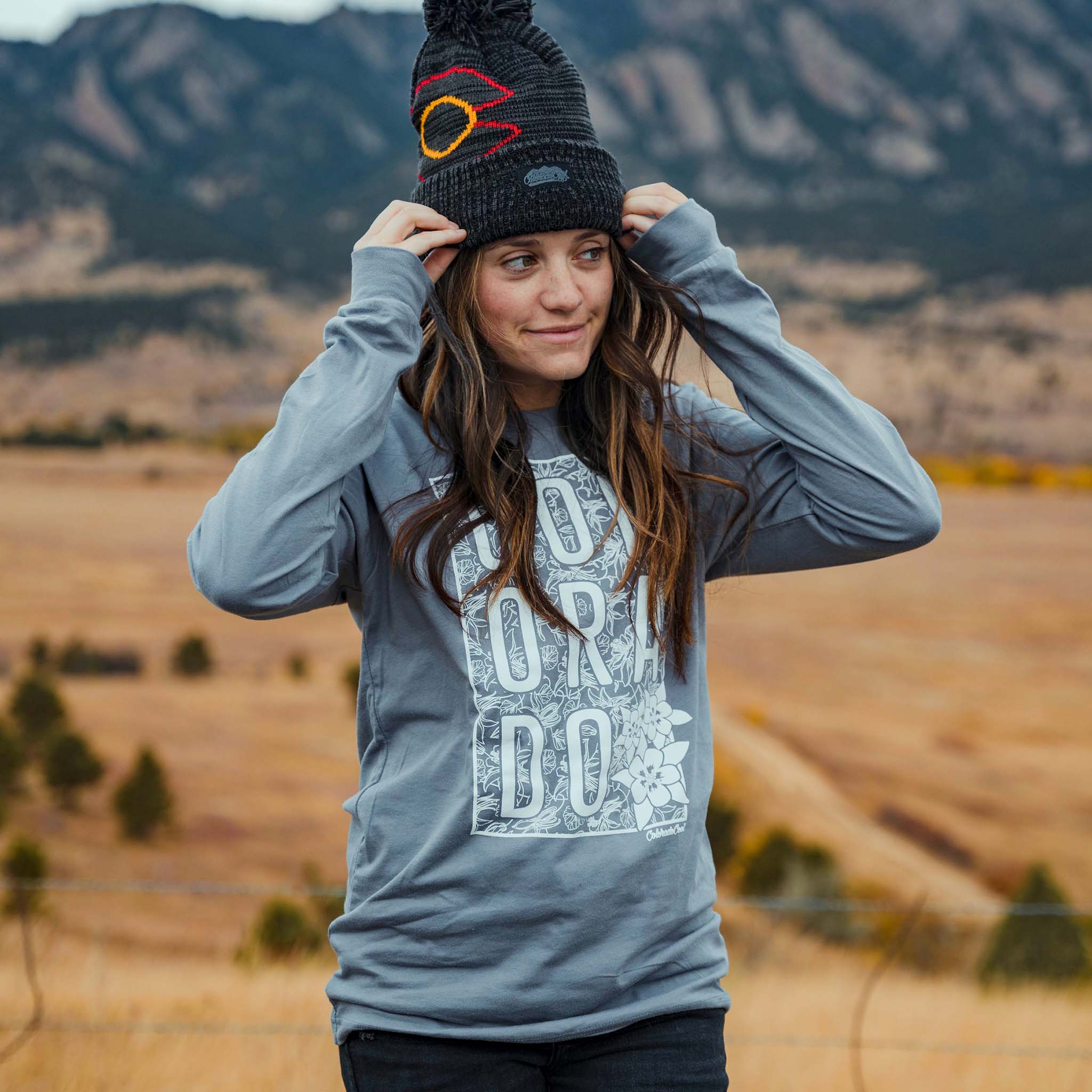 Floral Columbine Long Sleeve T-Shirt - Storm