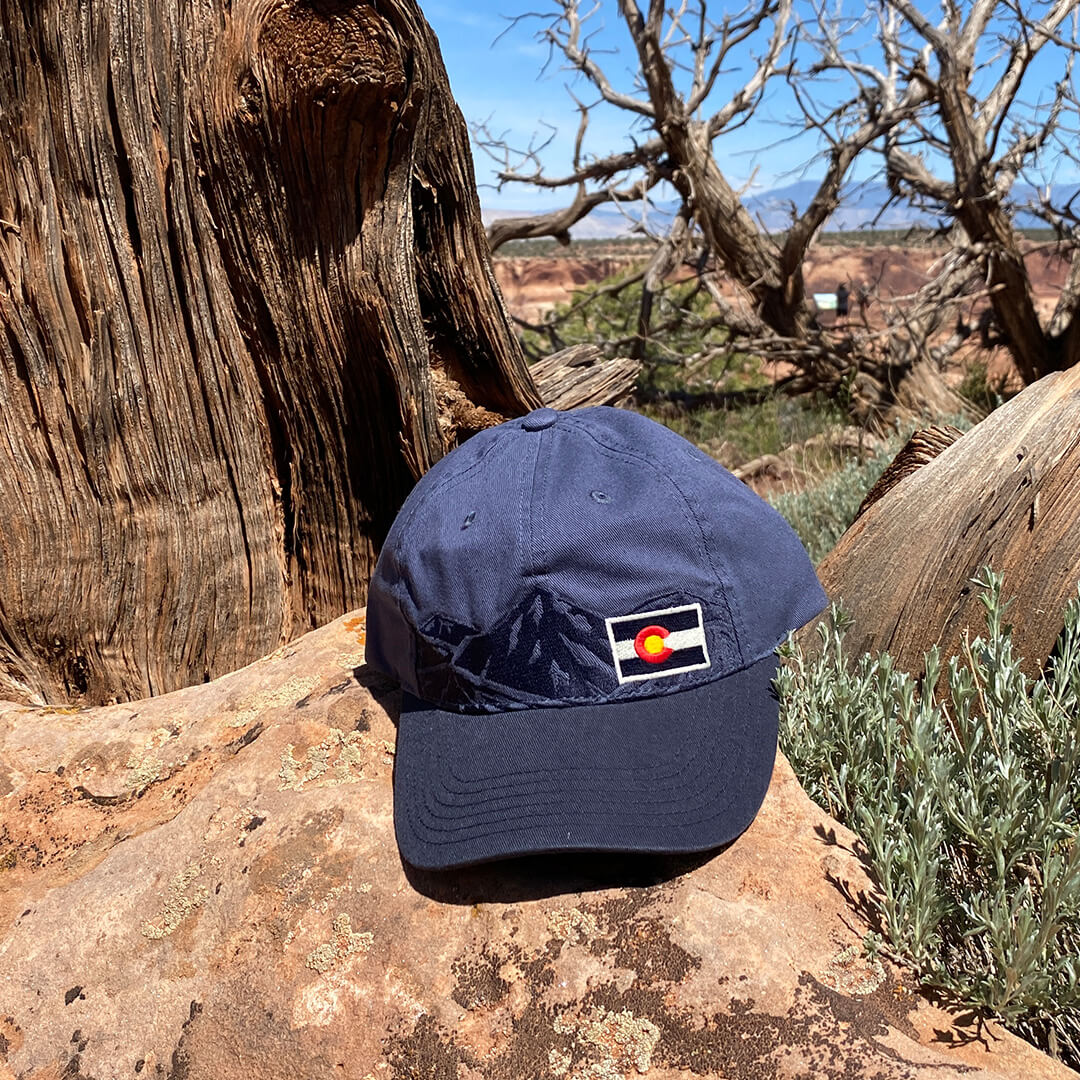 Colorado Flag Hat With Tonal Mountains - Navy