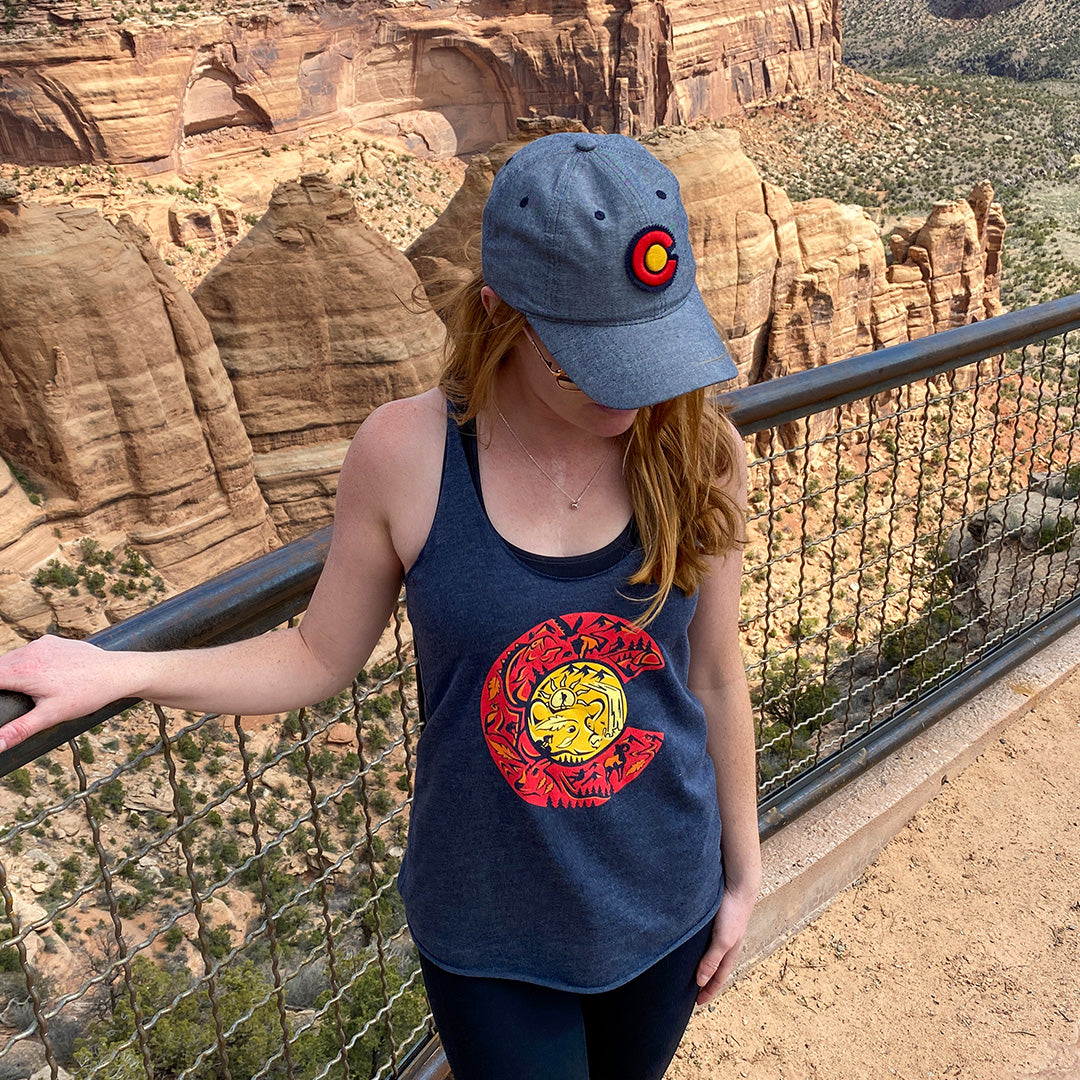 Colorado Flag Collage Womens Tank Top - Vintage Navy