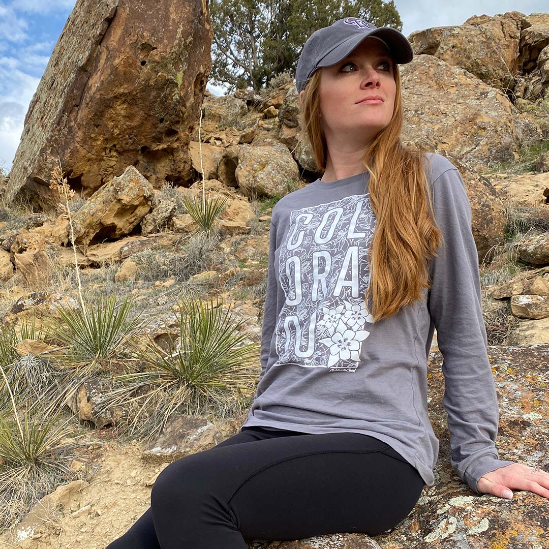 Floral Columbine Long Sleeve T-Shirt - Storm