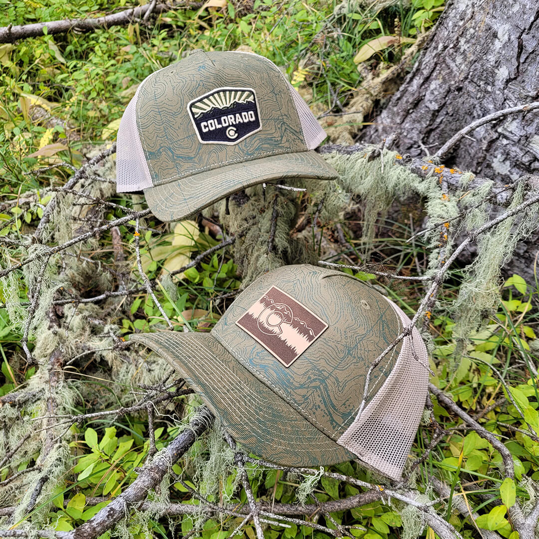 Topo Pattern Hat Topo Trucker Hat - Olive - Treeline Patch