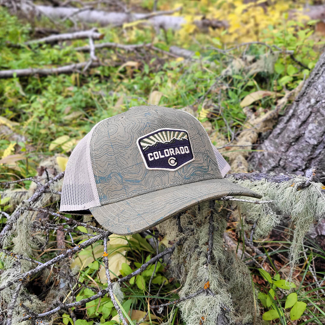 Topo Pattern Hat Topo Trucker Hat - Olive - CO Patch