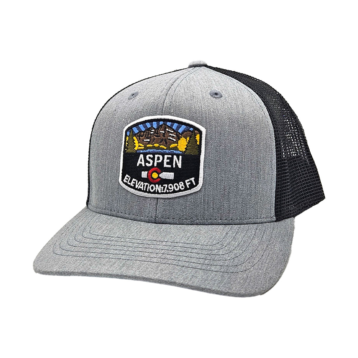 Aspen Patch Trucker Hat - Heather Gray/Black