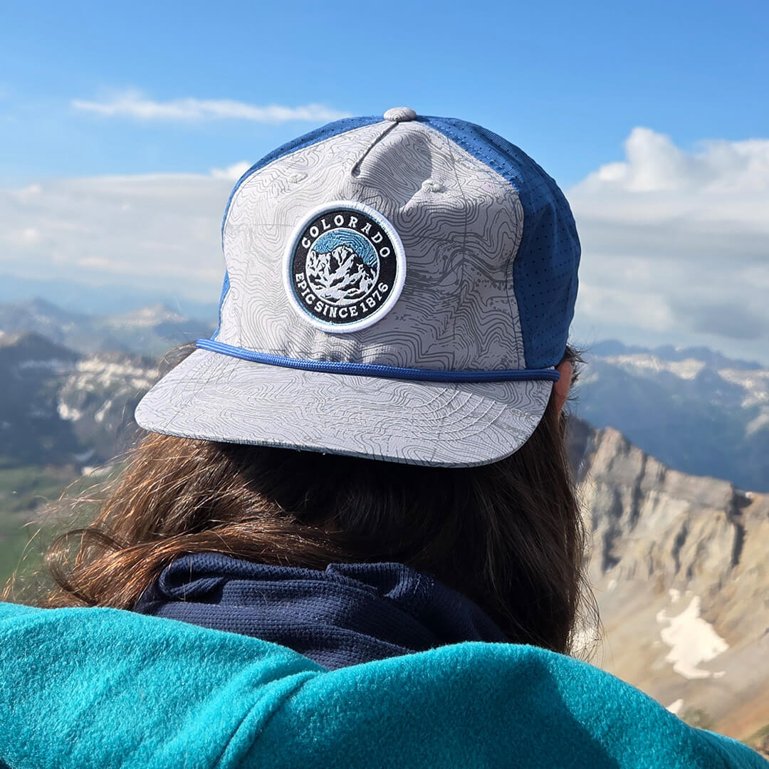 Sneffels Circle Patch Hat - Gray/Indigo - Flat