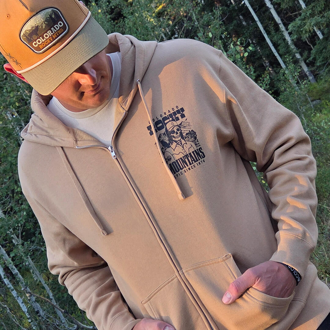 Rocky Mountain Skeleton Zip-Up Hoodie - Sandstone