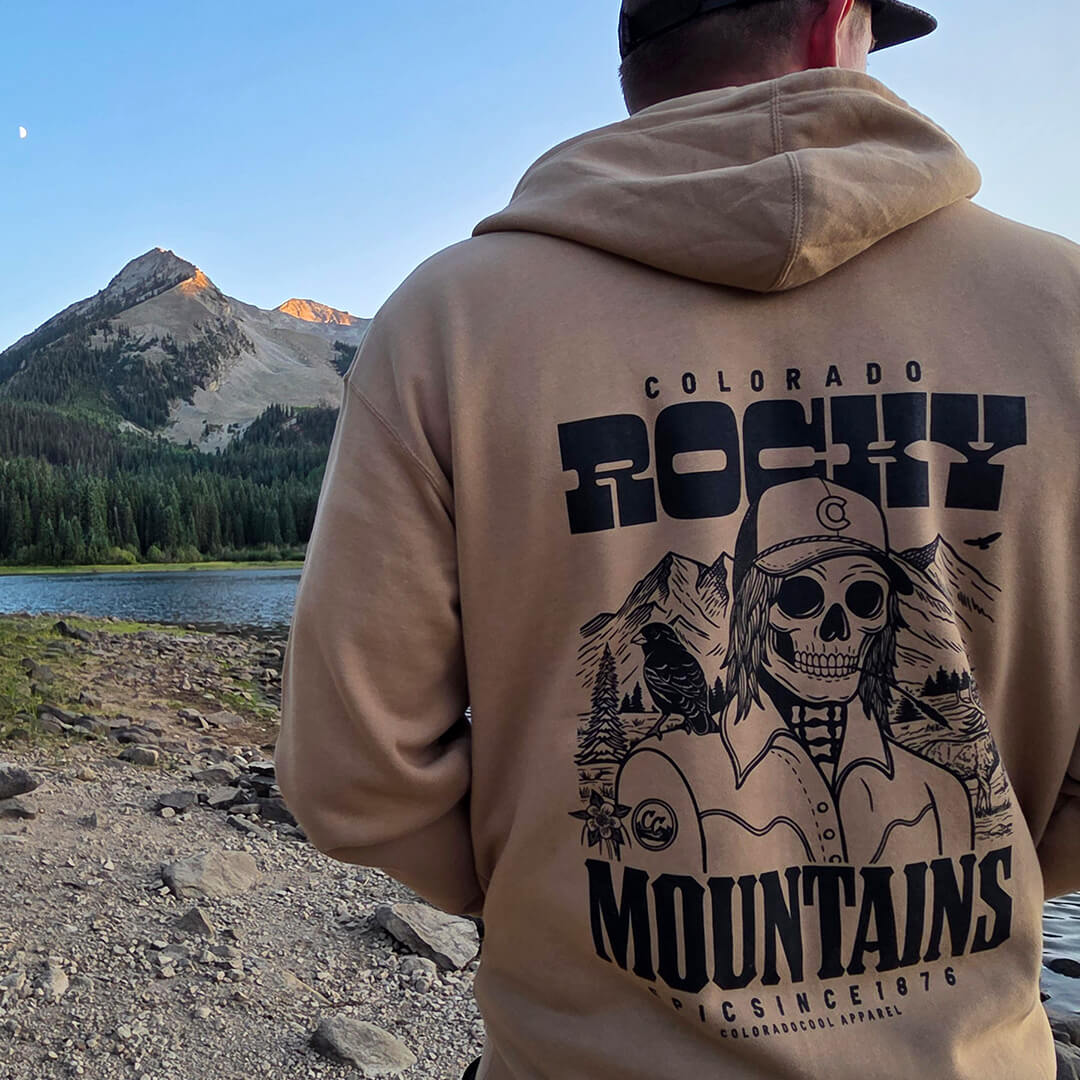 Rocky Mountain Skeleton Zip-Up Hoodie - Sandstone