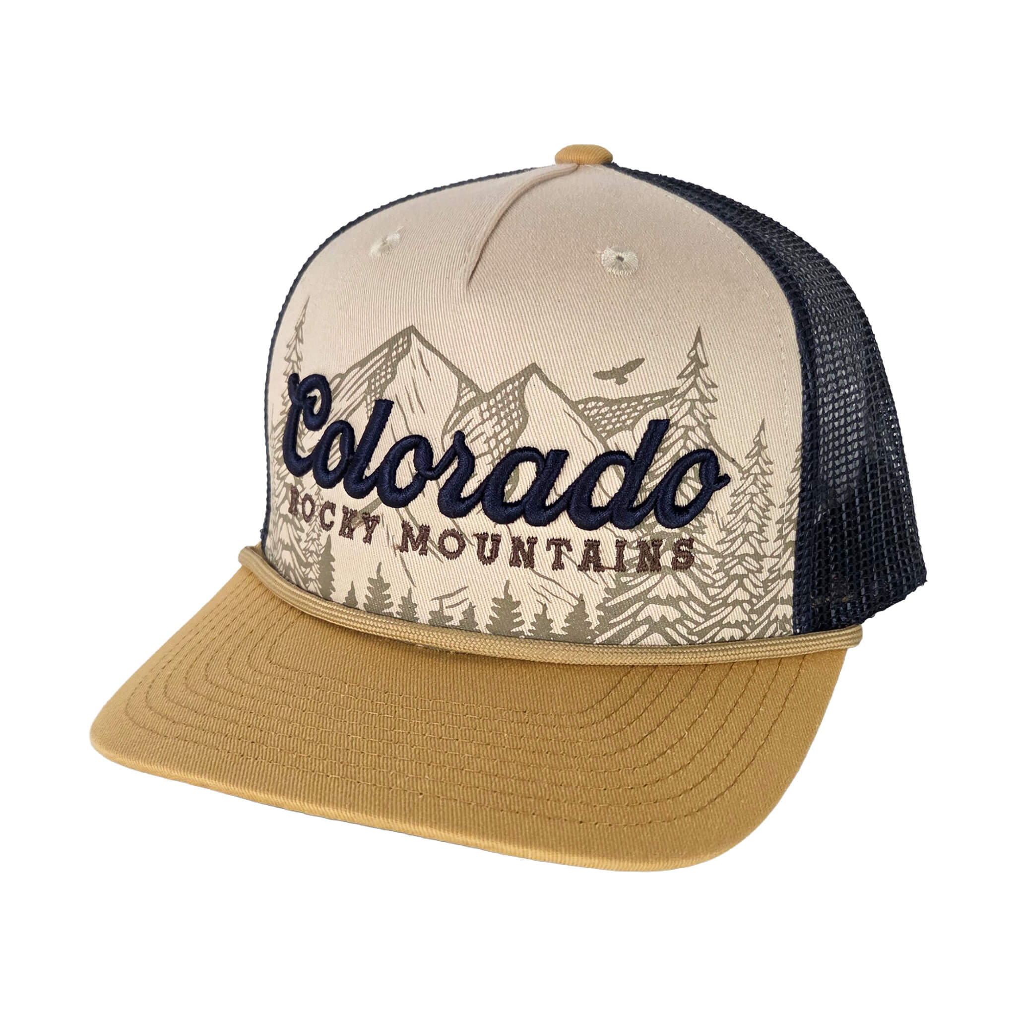 Colorado Draft Sketched Landscape Hat - Curved - Beige/Amber/Yellow