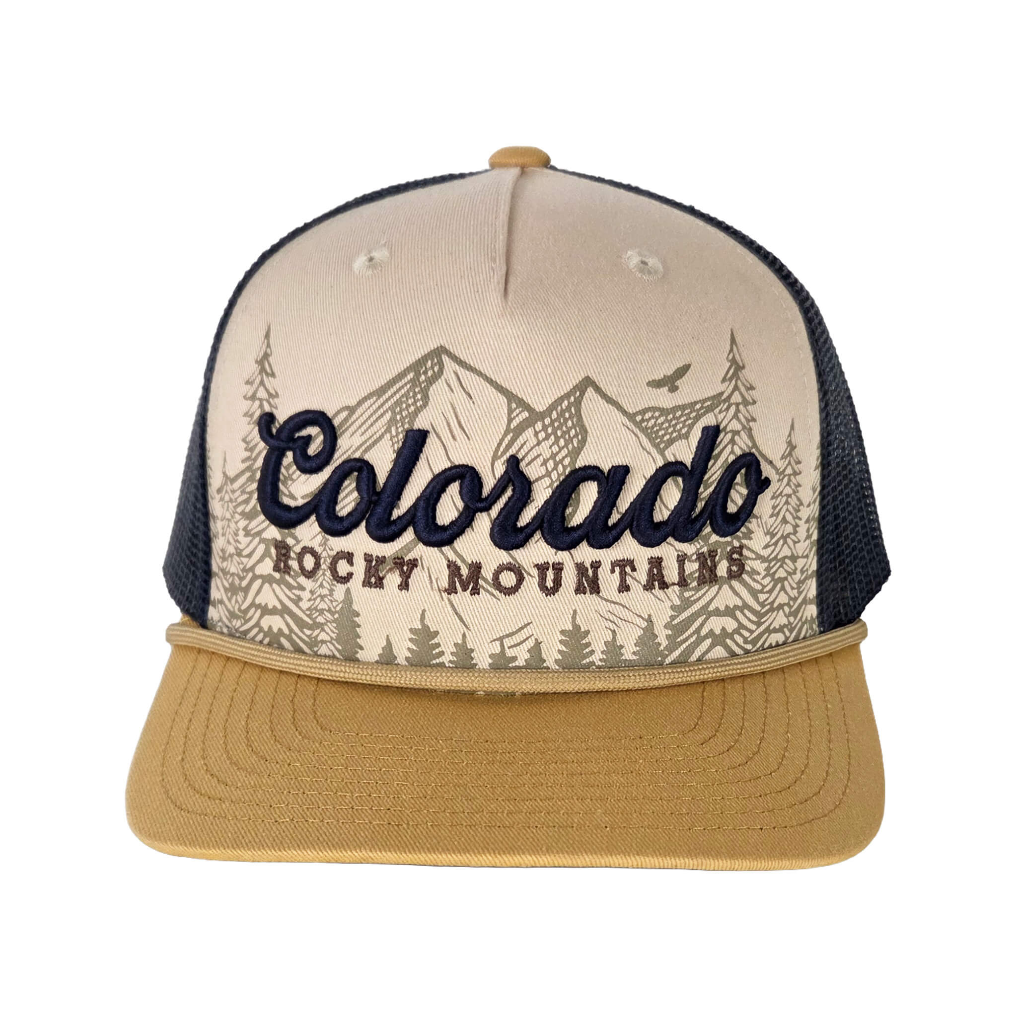 Colorado Draft Sketched Landscape Hat - Curved - Beige/Amber/Yellow