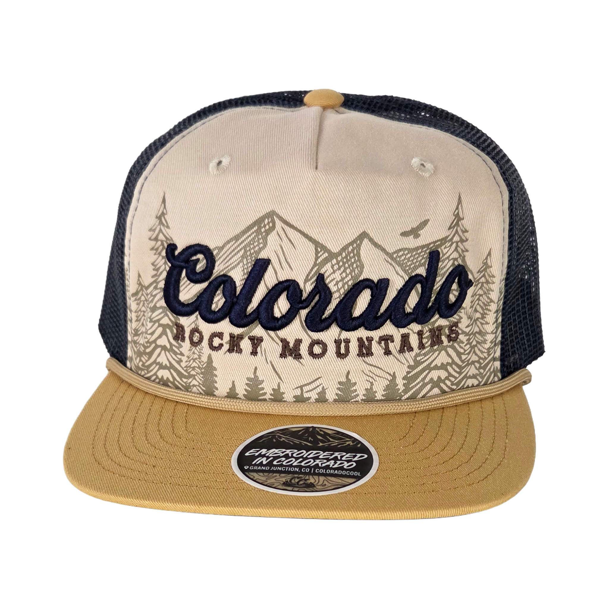 Colorado Draft Sketched Landscape Hat - Flat - Beige/Amber/Yellow