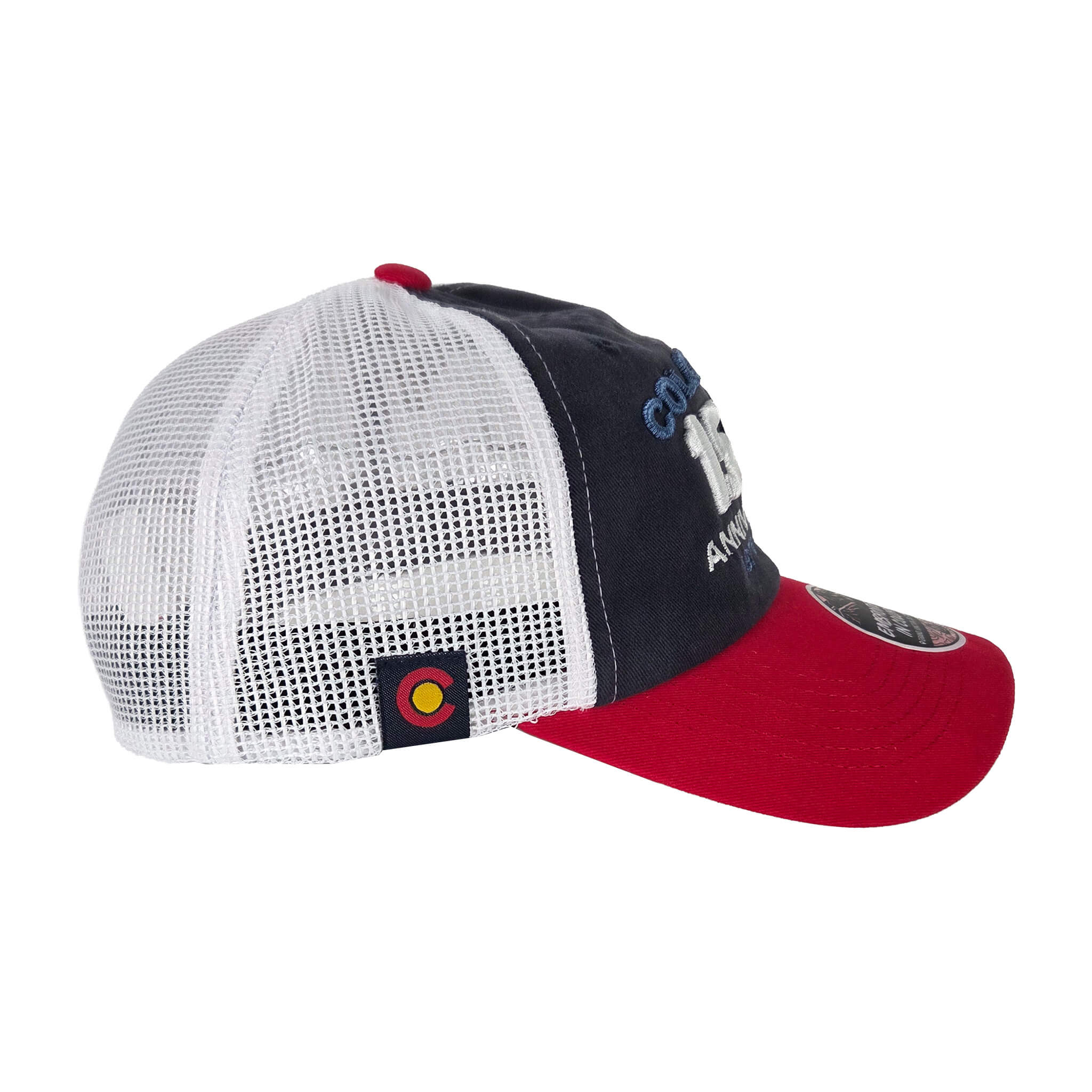 Colorado 150th Arched Trucker Hat - Unstructured - Navy/Red/White