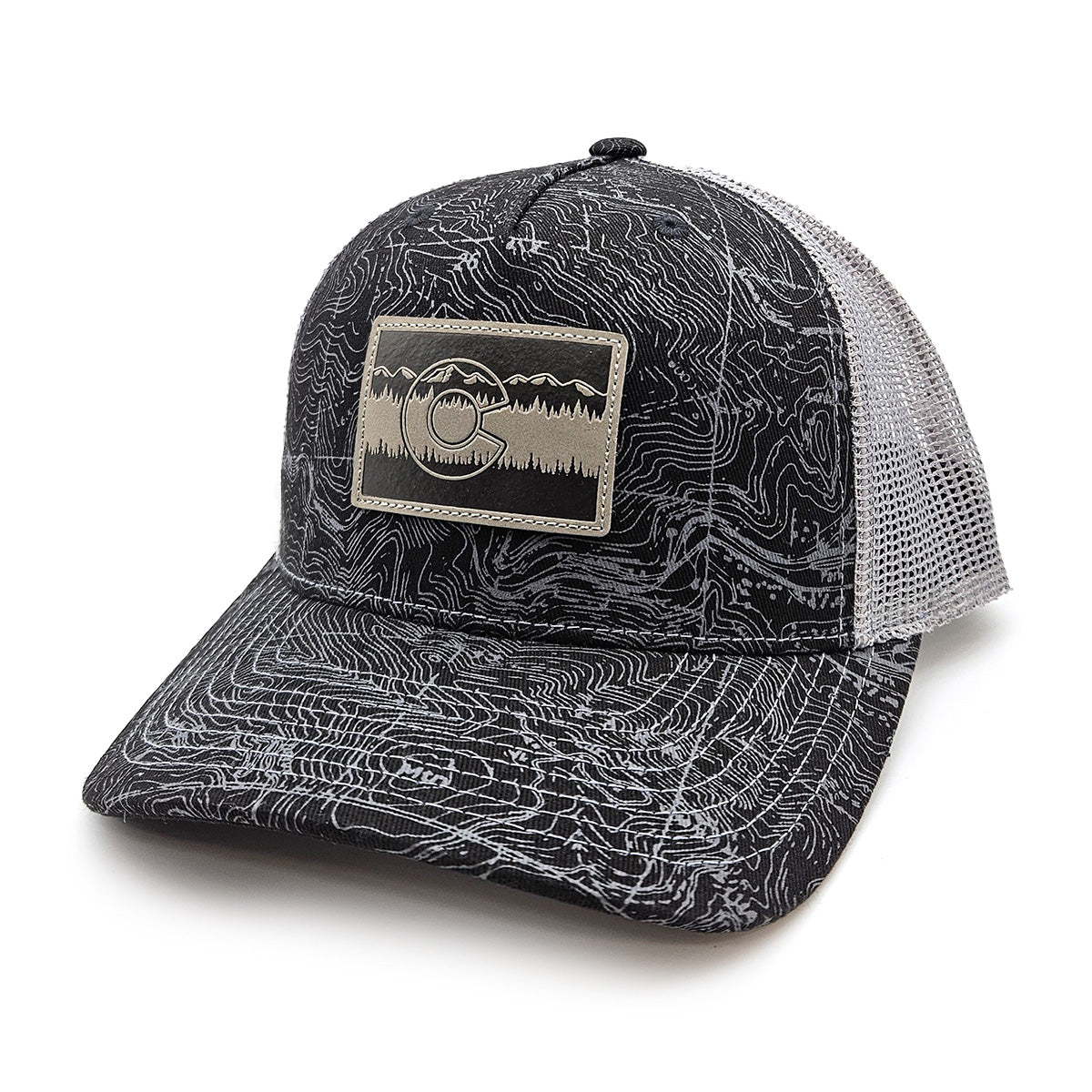 Topo Pattern Hat Black Topo Range Curved Hat - Black/Gray