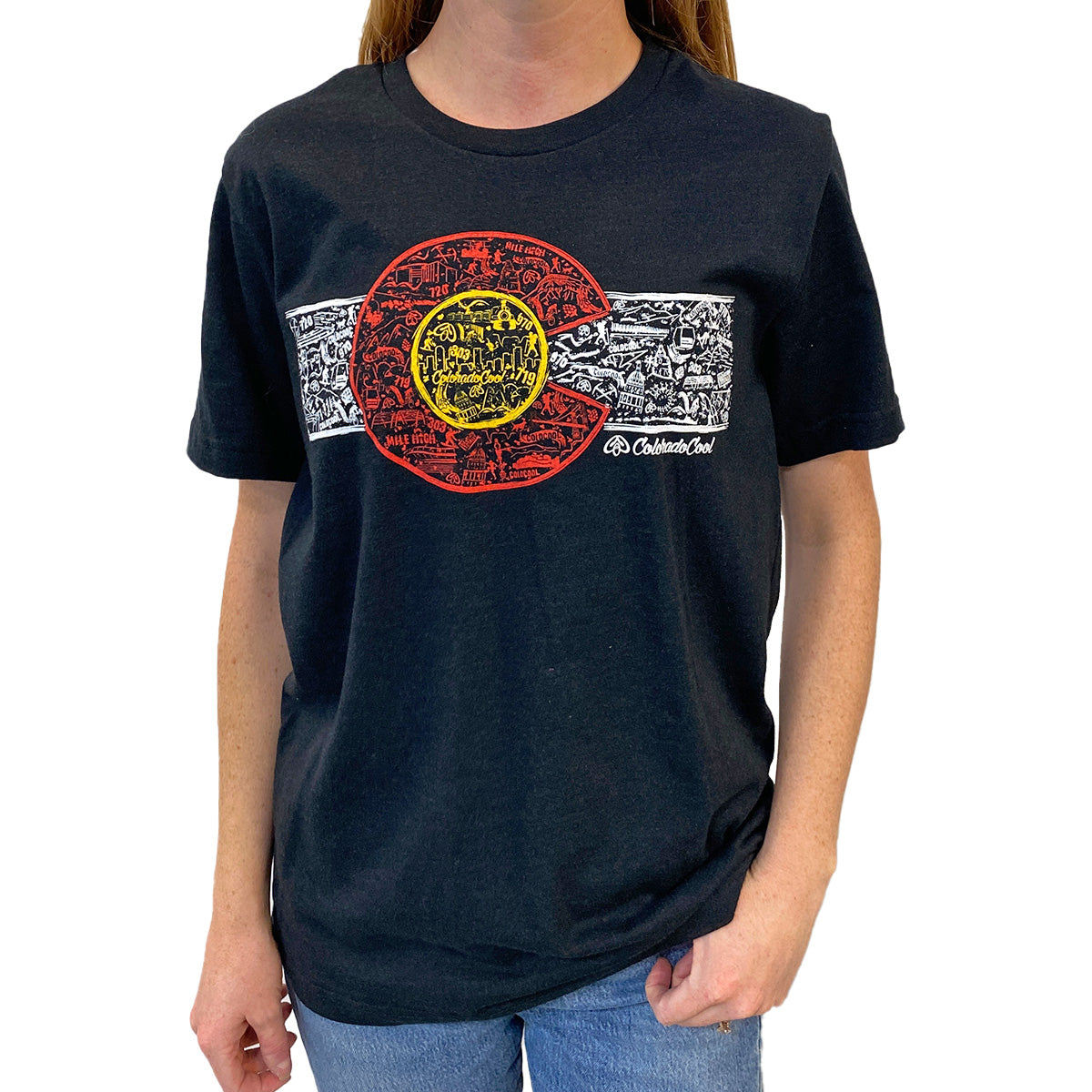 Colorado Flag Landmark T-Shirt- Black/Red