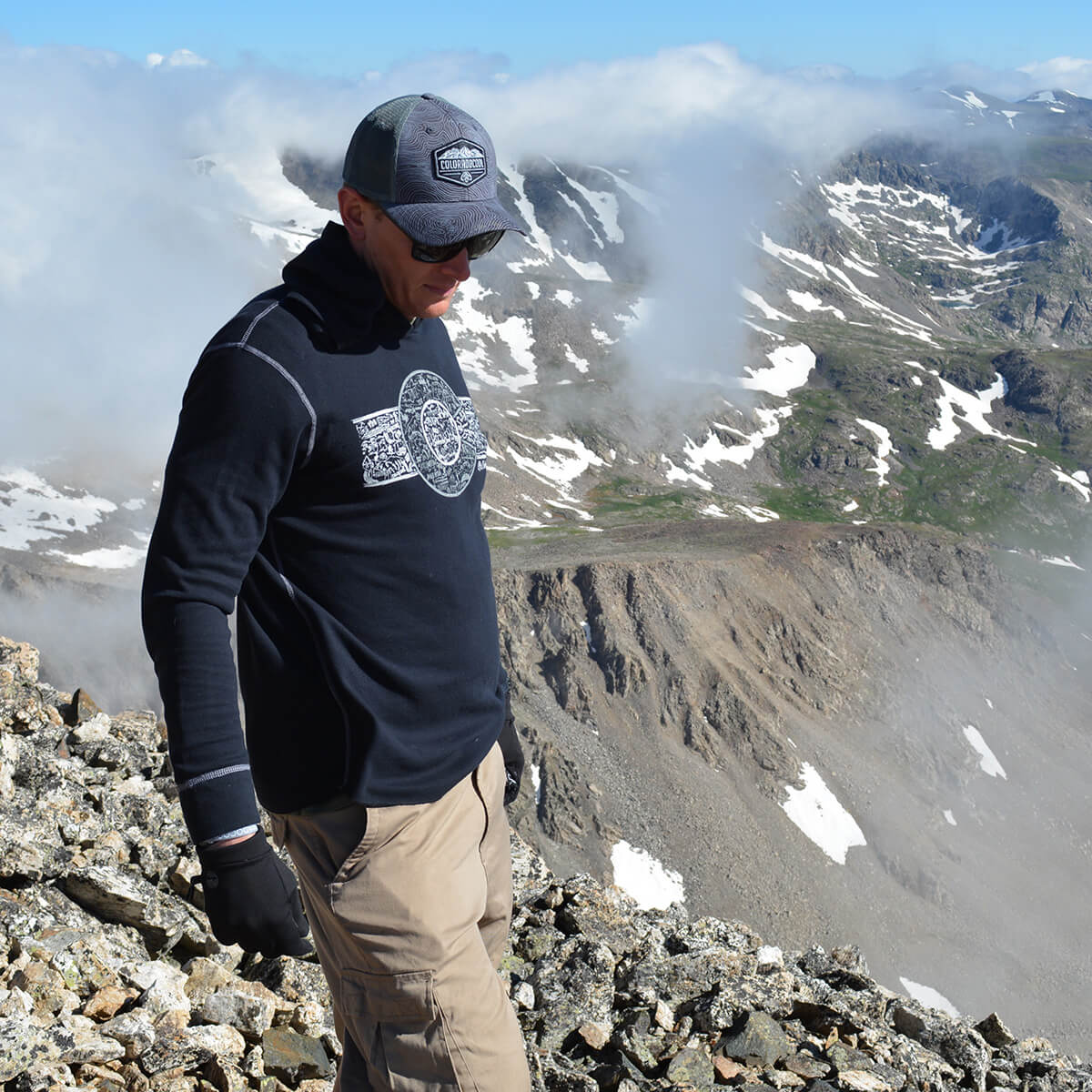 Colorado Landmark Flag Hoodie - Thermal - Black