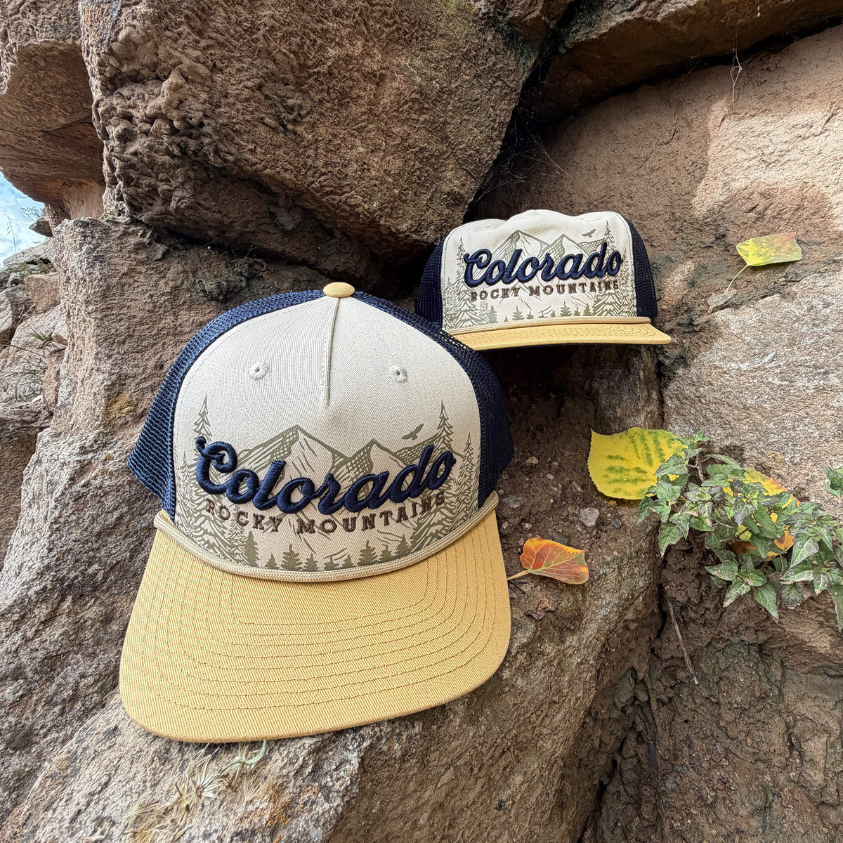 Draft - Sketched Landscape Flat Hat - Beige/Amber/Yellow