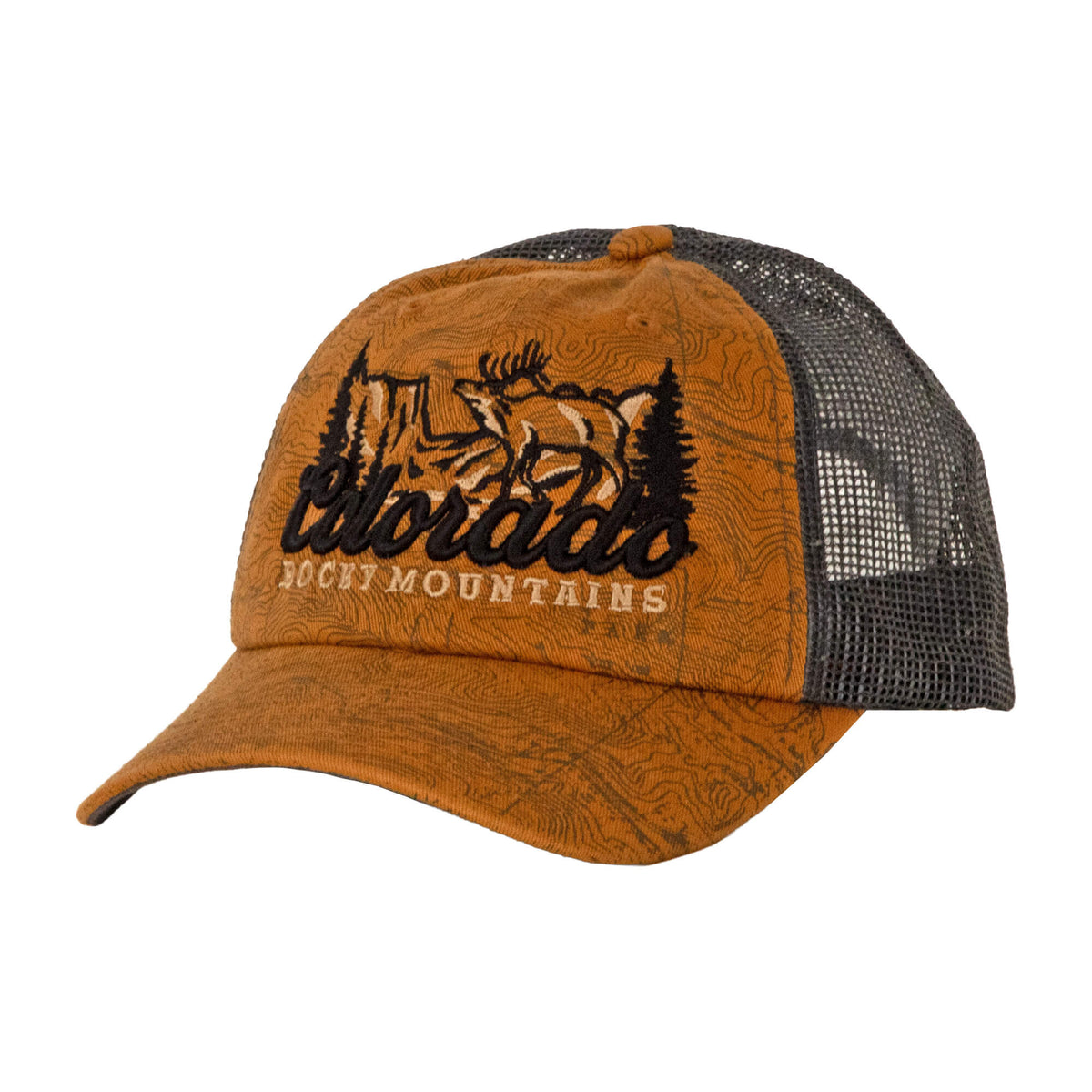 Saloon - Canvas/Charcoal Topo Uns Trucker Hat - Embroidered