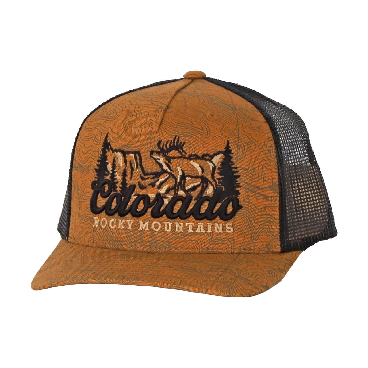 Saloon - Canvas/Black Topo Structured Trucker Hat - Embroidered